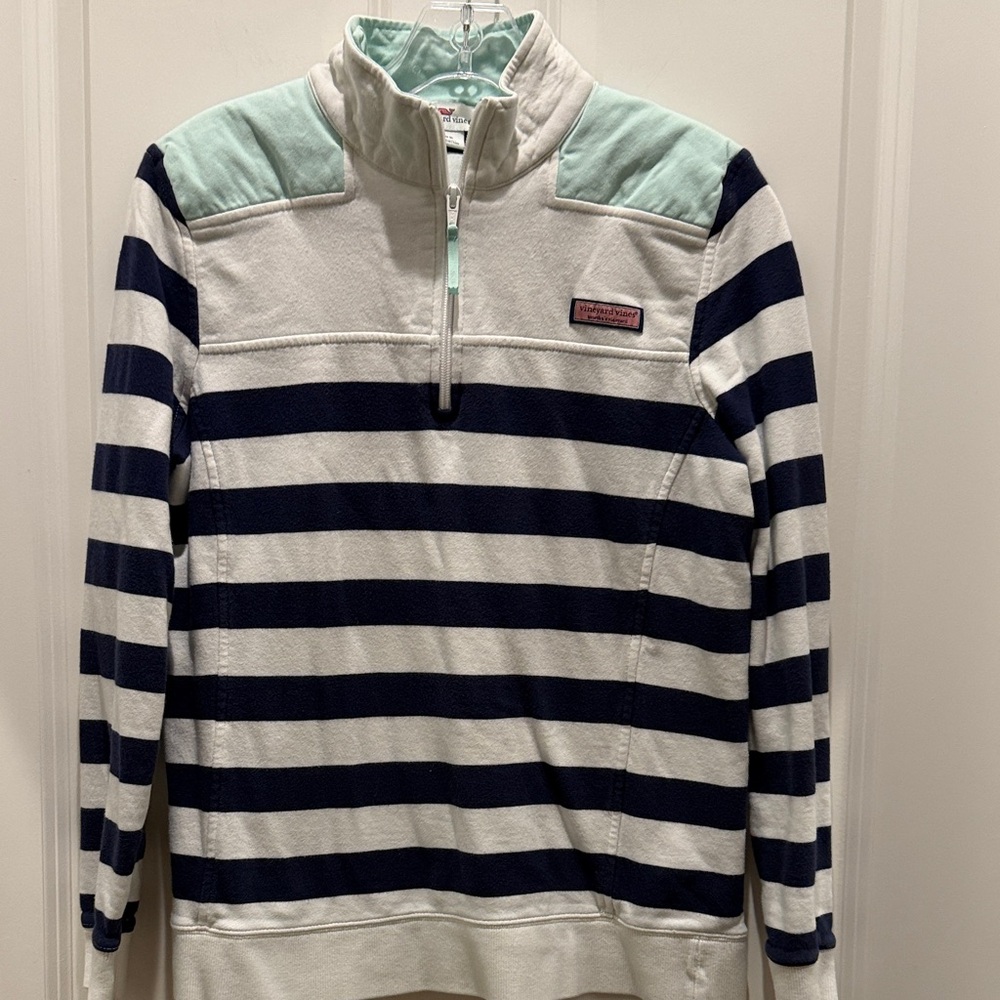 Vineyard Vines Striped Quarter-Zip Sweater Medium